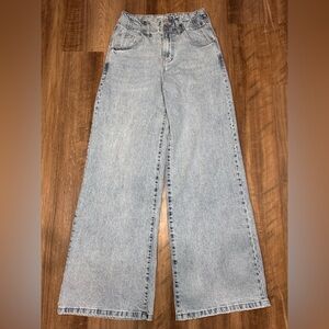 HABITUAL EMMETTE  Wide Leg Jeans High Rise Light Wash Denim HFM02124B, sz 0 / 25